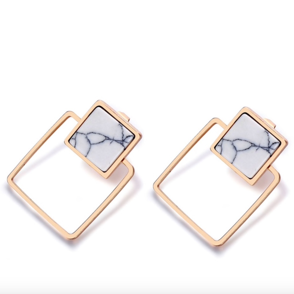 Bijoux Vault Geometric Marble Square Earrings